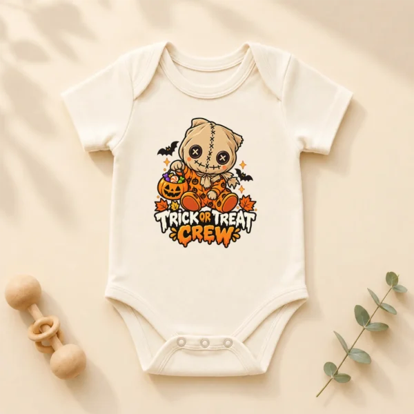 Halloween Sack Mask Baby Bodysuit or Toddler Shirt — alternate product mockup sack mask baby bodysuit alternate angle