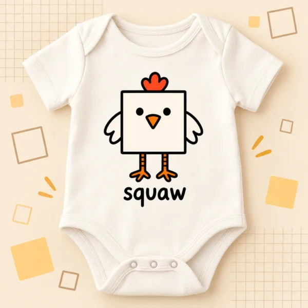 Square Chicken Baby Bodysuit, Toddler & Youth Shirt | Math Pun — product mockup square chicken baby bodysuit