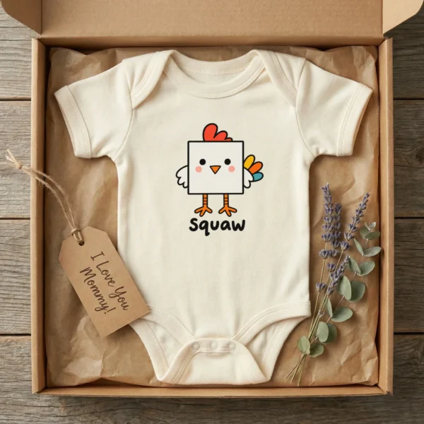 Square Chicken Baby Bodysuit, Toddler & Youth Shirt | Math Pun — baby bodysuit mockup square chicken baby bodysuit product photo