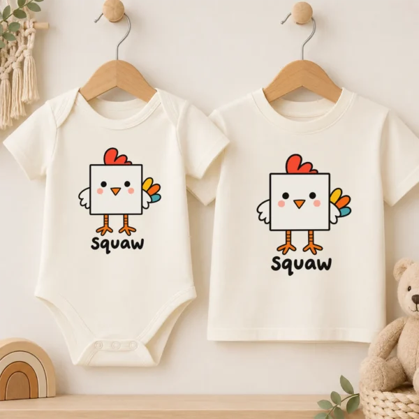 Square Chicken Baby Bodysuit, Toddler & Youth Shirt | Math Pun — baby bodysuit mockup square chicken baby bodysuit close-up detail