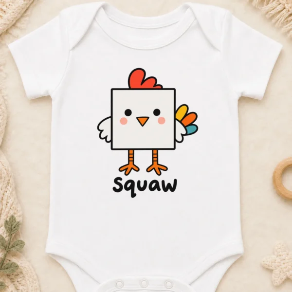 Square Chicken Baby Bodysuit, Toddler & Youth Shirt | Math Pun — baby bodysuit mockup square chicken baby bodysuit close-up detail