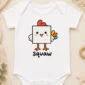 square chicken baby bodysuit close-up detail
