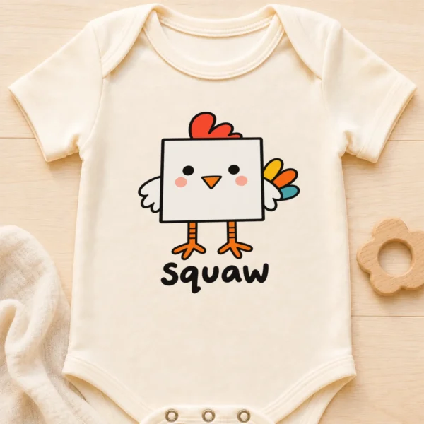 Square Chicken Baby Bodysuit, Toddler & Youth Shirt | Math Pun — baby bodysuit mockup square chicken baby bodysuit close-up detail