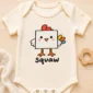 square chicken baby bodysuit close-up detail