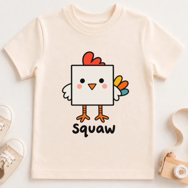Square Chicken Baby Bodysuit, Toddler & Youth Shirt | Math Pun — toddler shirt mockup square chicken baby bodysuit close-up detail
