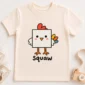 square chicken baby bodysuit close-up detail