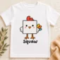 square chicken baby bodysuit close-up detail
