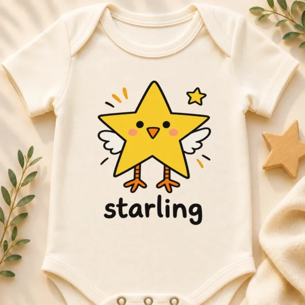 Star Bird Math Baby Bodysuit, Toddler & Youth Shirt | Starling — baby bodysuit mockup star bird math baby bodysuit close-up detail