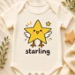 star bird math baby bodysuit close-up detail