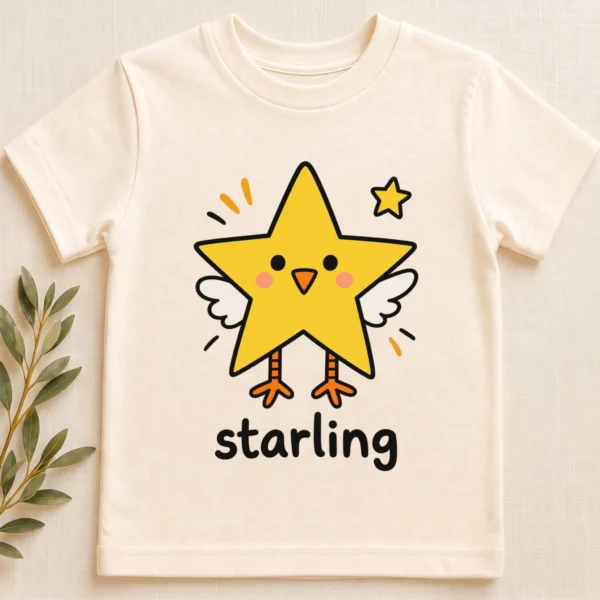 Star Bird Math Baby Bodysuit, Toddler & Youth Shirt | Starling — toddler shirt mockup star bird math baby bodysuit close-up detail