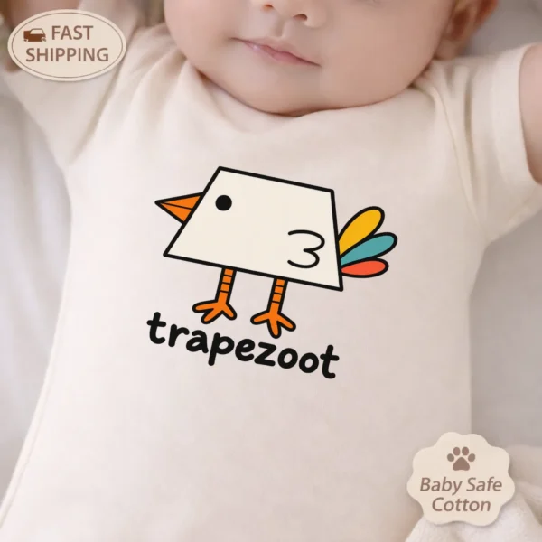Trapezoid Bird Baby Bodysuit, Toddler & Youth Shirt | Trapezoot — baby bodysuit mockup trapezoid bird baby bodysuit front view