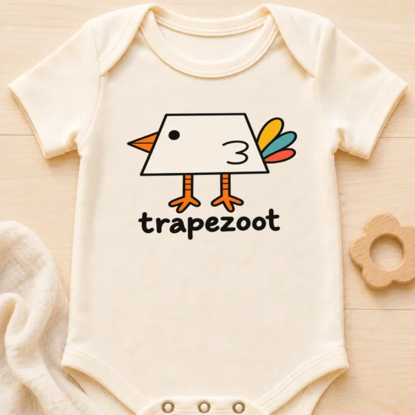 Trapezoid Bird Baby Bodysuit, Toddler & Youth Shirt | Trapezoot — baby bodysuit mockup trapezoid bird baby bodysuit close-up detail