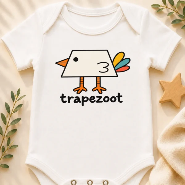 Trapezoid Bird Baby Bodysuit, Toddler & Youth Shirt | Trapezoot — baby bodysuit mockup trapezoid bird baby bodysuit close-up detail