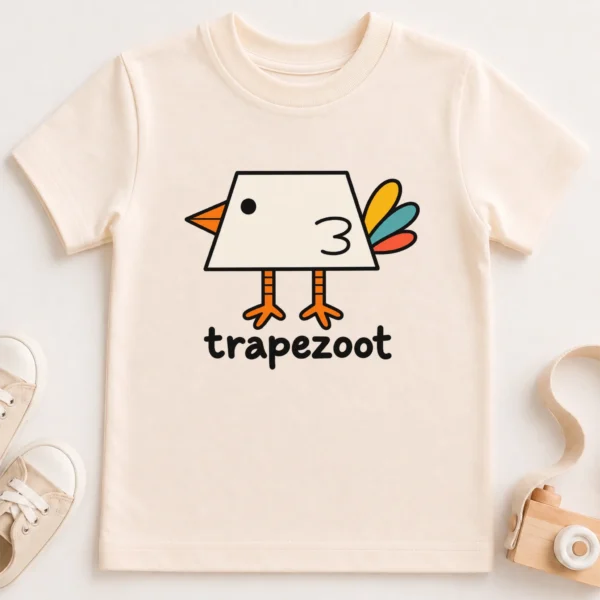 Trapezoid Bird Baby Bodysuit, Toddler & Youth Shirt | Trapezoot — toddler shirt mockup trapezoid bird baby bodysuit close-up detail