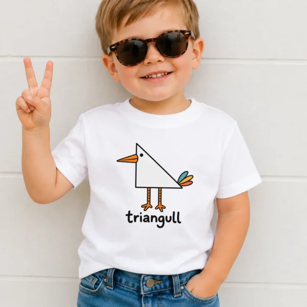 Triangle Seagull Baby Bodysuit, Toddler & Youth Shirt | Triangull — toddler shirt mockup triangle seagull baby bodysuit close-up detail