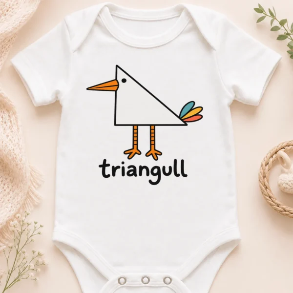 Triangle Seagull Baby Bodysuit, Toddler & Youth Shirt | Triangull — baby bodysuit mockup triangle seagull baby bodysuit close-up detail