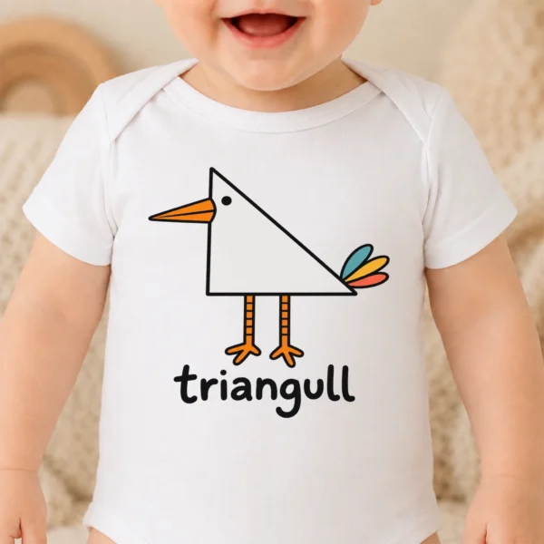 Triangle Seagull Baby Bodysuit, Toddler & Youth Shirt | Triangull — baby bodysuit mockup triangle seagull baby bodysuit close-up detail