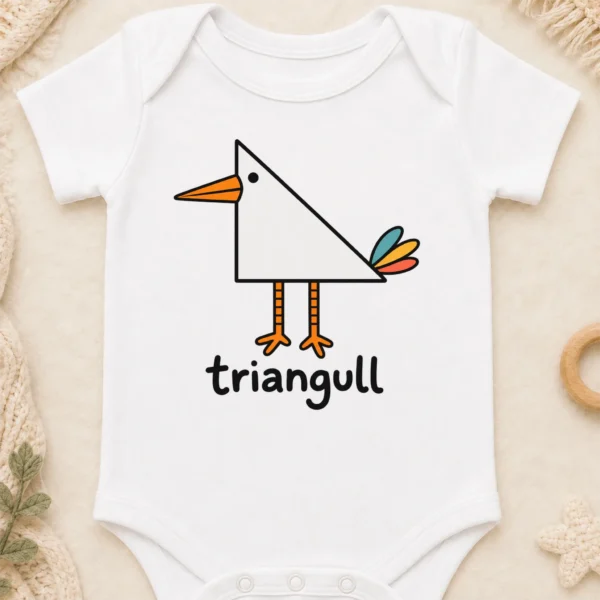 Triangle Seagull Baby Bodysuit, Toddler & Youth Shirt | Triangull — baby bodysuit mockup triangle seagull baby bodysuit close-up detail