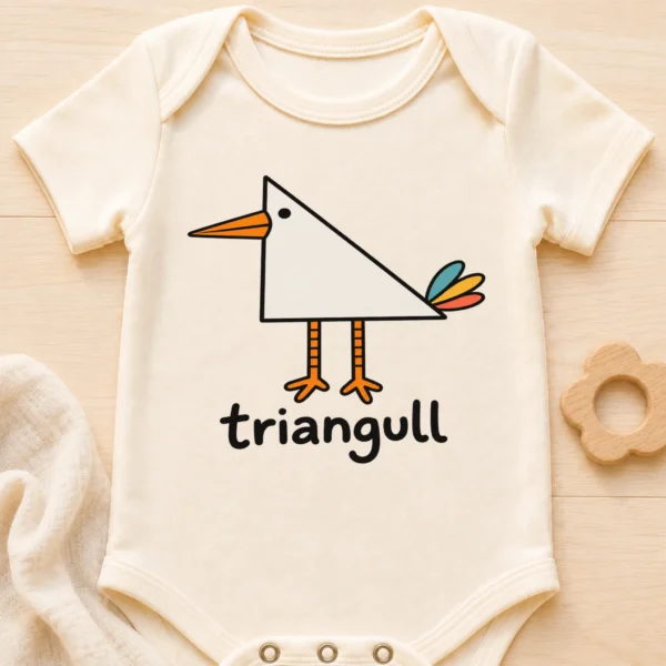 Triangle Seagull Baby Bodysuit, Toddler & Youth Shirt | Triangull — baby bodysuit mockup triangle seagull baby bodysuit close-up detail