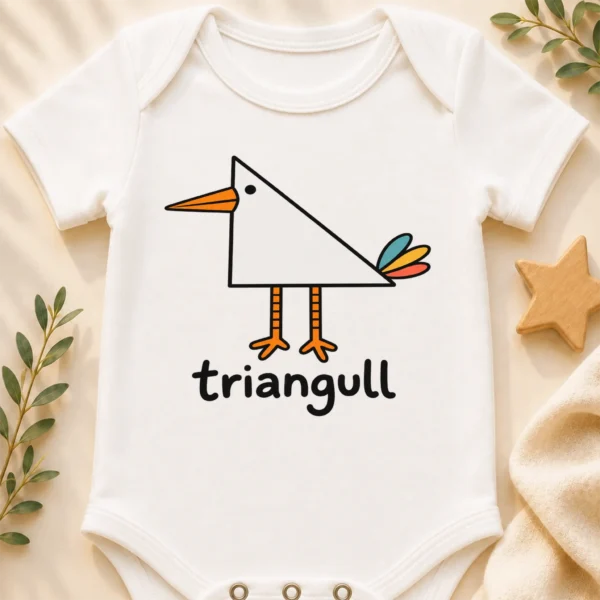 Triangle Seagull Baby Bodysuit, Toddler & Youth Shirt | Triangull — baby bodysuit mockup triangle seagull baby bodysuit close-up detail