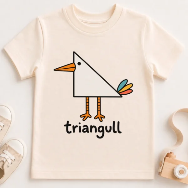 Triangle Seagull Baby Bodysuit, Toddler & Youth Shirt | Triangull — toddler shirt mockup triangle seagull baby bodysuit close-up detail