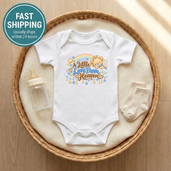 A Little Love From Heaven Memorial Baby Bodysuit — baby bodysuit mockup a little love from heaven memorial baby bodysuit alternate angle