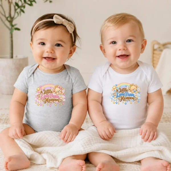 A Little Love From Heaven Memorial Baby Bodysuit — baby bodysuit mockup a little love from heaven memorial baby bodysuit model mockup