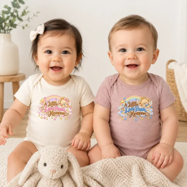 A Little Love From Heaven Memorial Baby Bodysuit — baby bodysuit mockup a little love from heaven memorial baby bodysuit model mockup