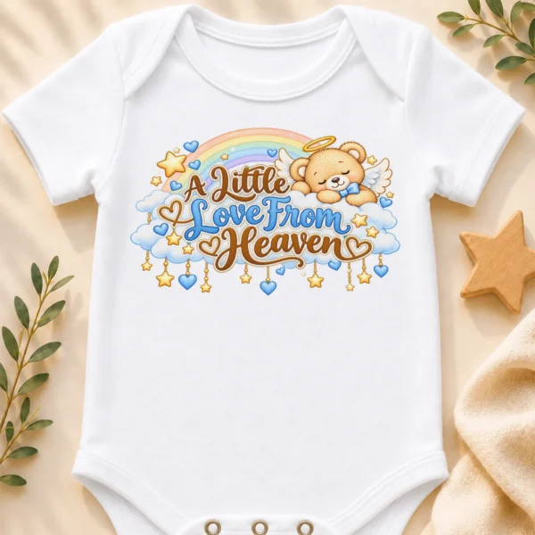 A Little Love From Heaven Memorial Baby Bodysuit — baby bodysuit mockup a little love from heaven memorial baby bodysuit close-up detail