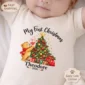 baby first Christmas bodysuit with bear and piglet baby bodysuit product photo