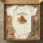 baby first Christmas bodysuit with bear and piglet baby bodysuit lifestyle scene