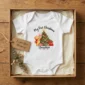 baby first Christmas bodysuit with bear and piglet baby bodysuit close-up detail