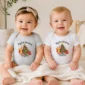baby first Christmas bodysuit with bear and piglet baby bodysuit model mockup