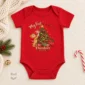 baby first Christmas bodysuit with bear and piglet baby bodysuit color options