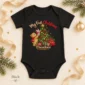 baby first Christmas bodysuit with bear and piglet baby bodysuit color options