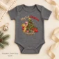 baby first Christmas bodysuit with bear and piglet baby bodysuit color options