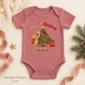 baby first Christmas bodysuit with bear and piglet baby bodysuit color options