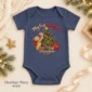baby first Christmas bodysuit with bear and piglet baby bodysuit color options