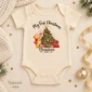 baby first Christmas bodysuit with bear and piglet baby bodysuit color options