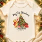baby first Christmas bodysuit with bear and piglet baby bodysuit product photo
