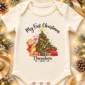 baby first Christmas bodysuit with bear and piglet baby bodysuit