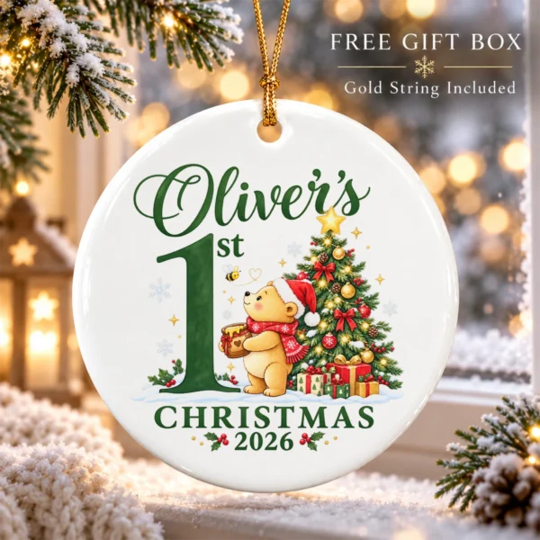 baby first Christmas ornament with honey bear product image