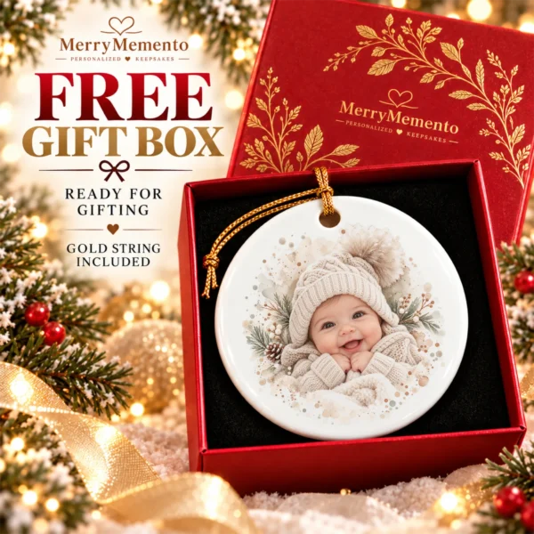Baby's First Christmas Ornament with Personalized Name and Year — alternate product mockup baby's first christmas ornament with personalized name and year product image product detail