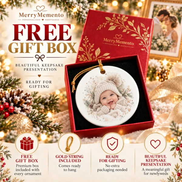 Baby's First Christmas Ornament with Personalized Name and Year — alternate product mockup baby's first christmas ornament with personalized name and year product image product photo