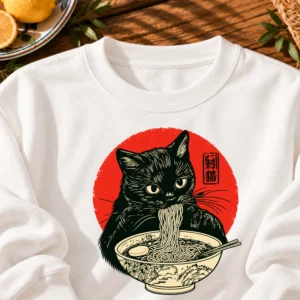 Black Cat Ramen Shirt t-shirt