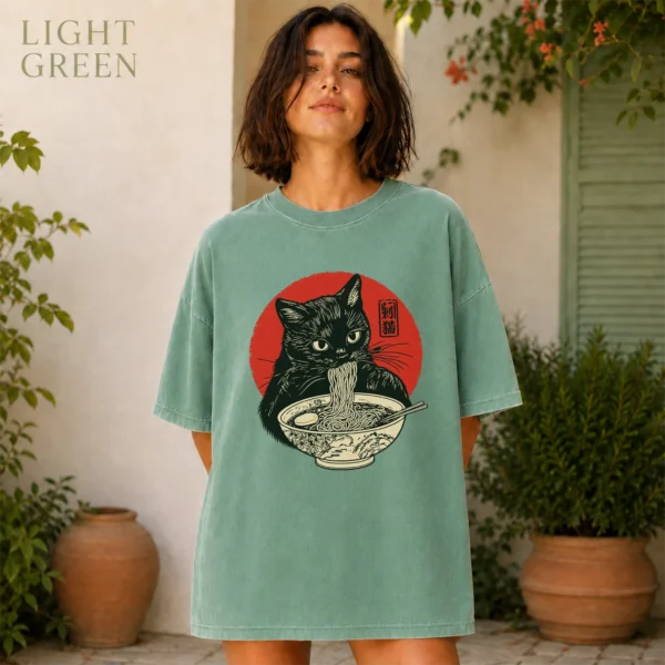 Black Cat Ramen Shirt, Sweatshirt & Hoodie — alternate product mockup Black Cat Ramen Shirt t-shirt color options