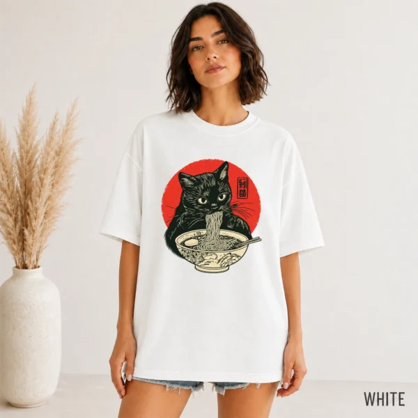 Black Cat Ramen Shirt, Sweatshirt & Hoodie — alternate product mockup Black Cat Ramen Shirt t-shirt color options