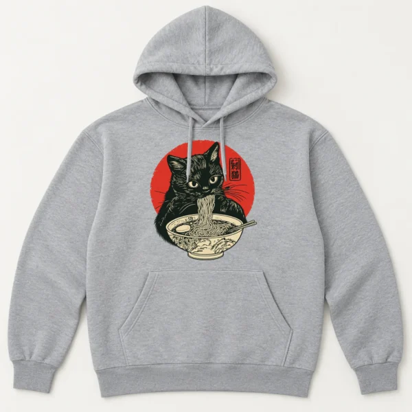 Black Cat Ramen Shirt, Sweatshirt & Hoodie — alternate product mockup Black Cat Ramen Shirt t-shirt product photo