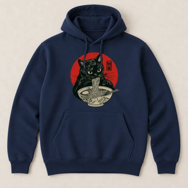 Black Cat Ramen Shirt, Sweatshirt & Hoodie — alternate product mockup Black Cat Ramen Shirt t-shirt front view