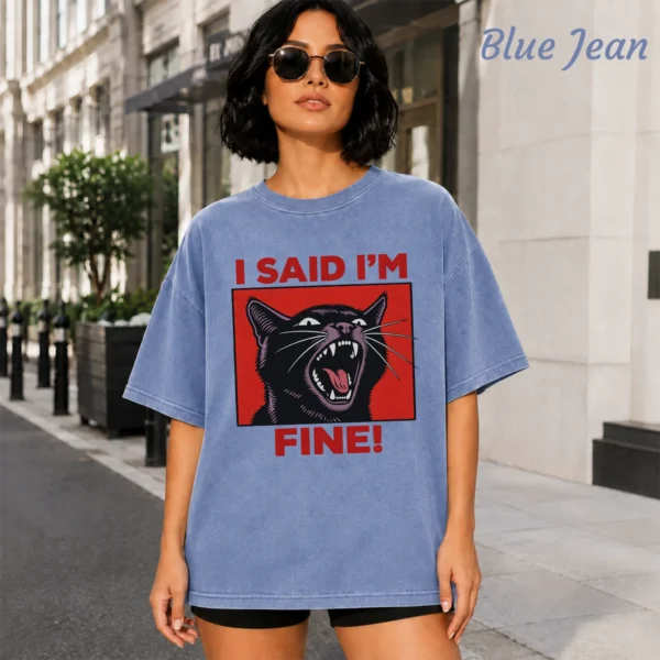 Black Cat Shirt, Sweatshirt & Hoodie, I Said I'm Fine! — alternate product mockup black cat shirt t-shirt color options
